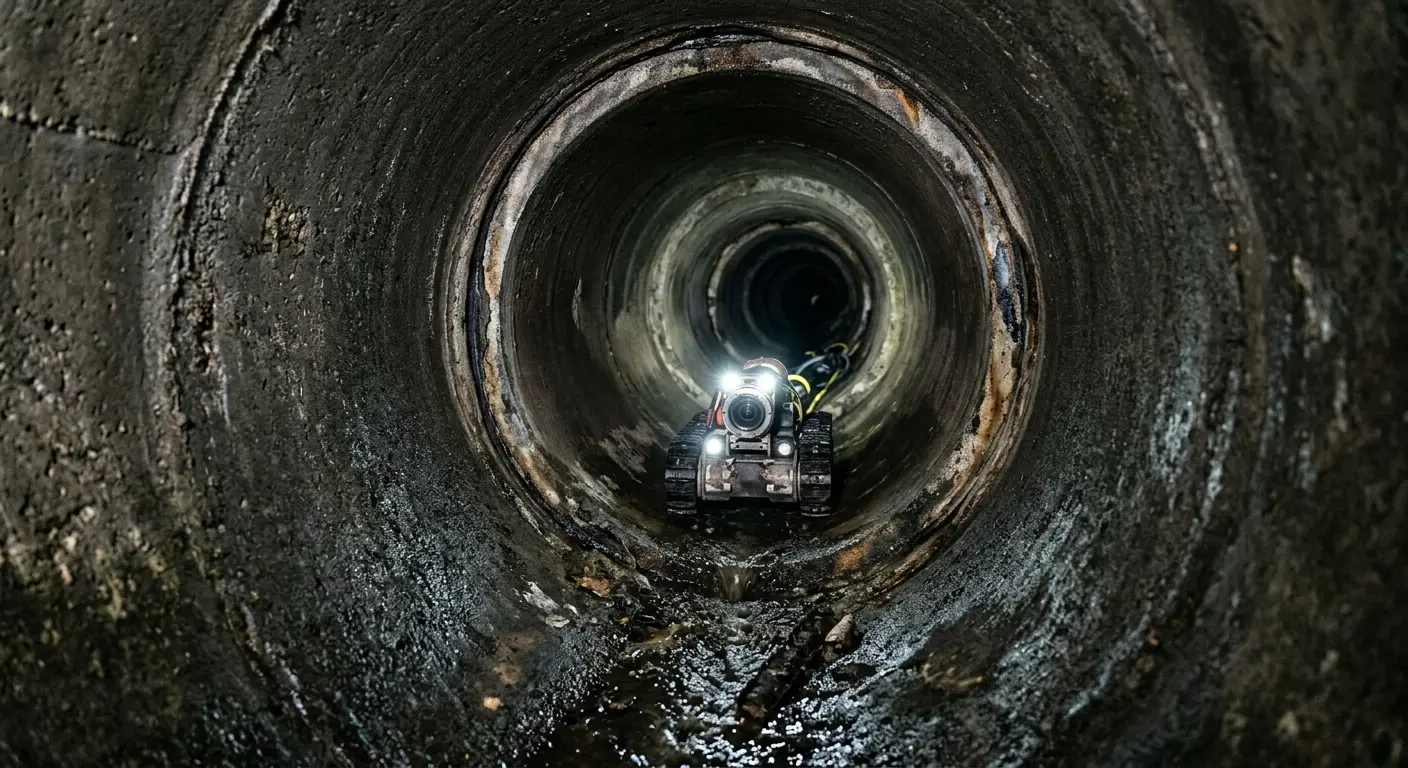 Robotic sewer camera inspecting pipe interior for Sewer Line Cleaning in Broomfield